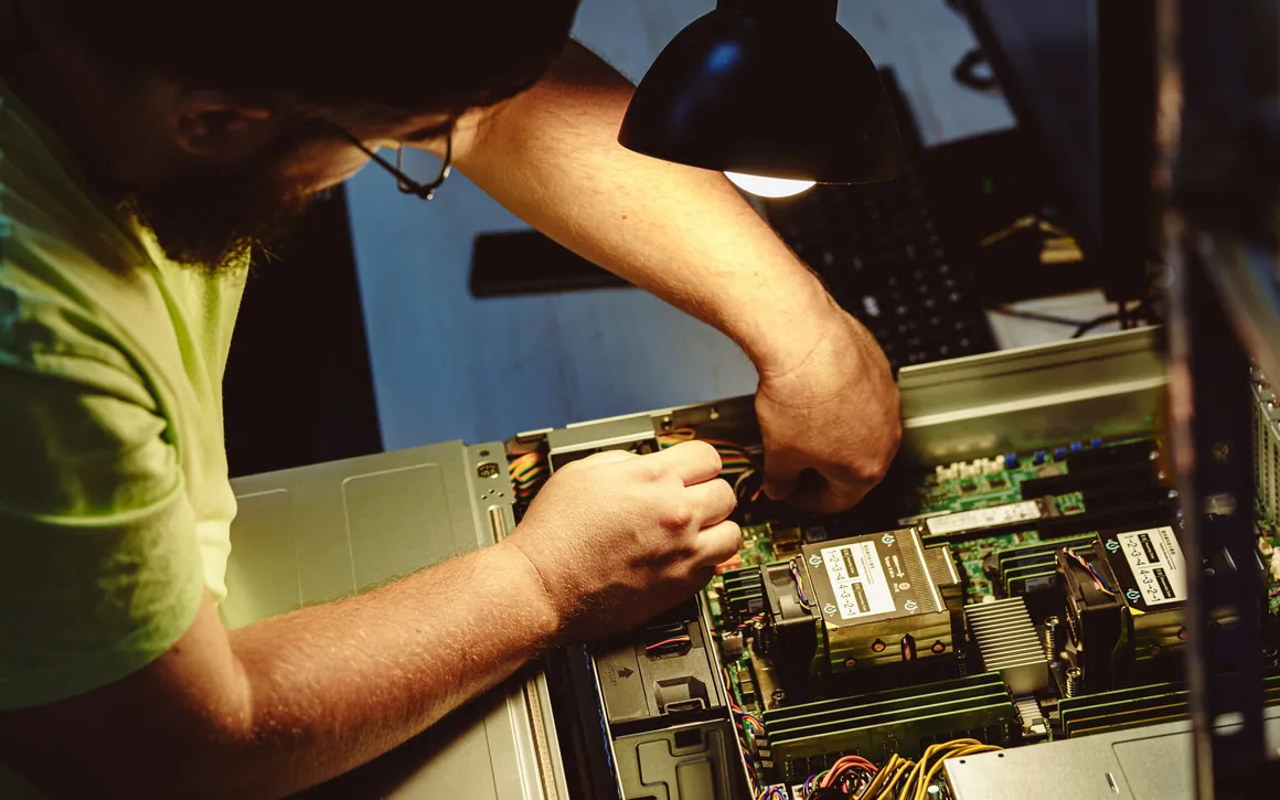 Engineer designing and building server hardware